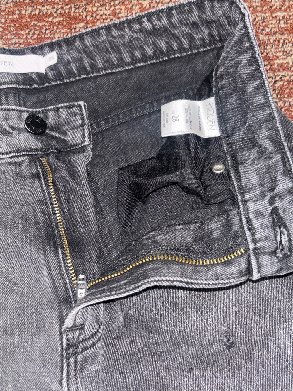 Hidden jeans wide leg crop black distressed denim tapered straight grunge 28 - Picture 7 of 14